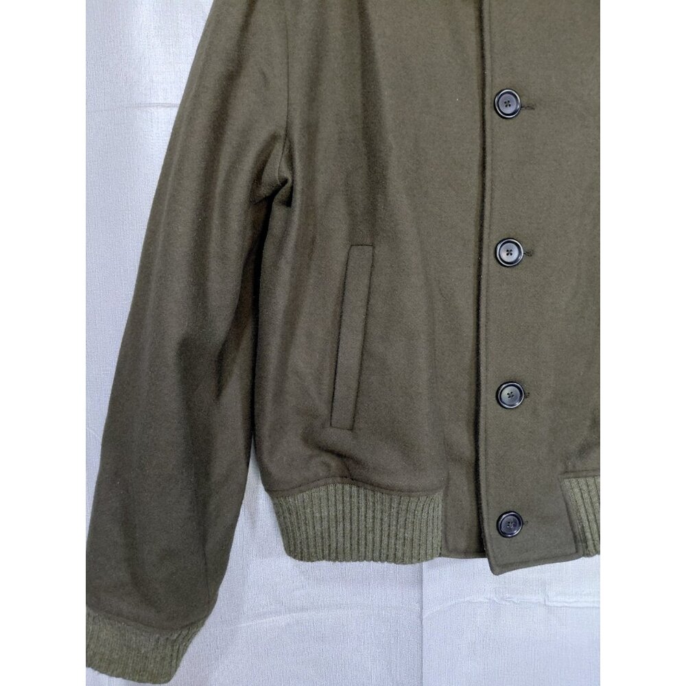 Zara Wool Blend Fleece Bomber Jacket XL Army Green Streetwear Pockets Gorpcore - Picture 4 of 14